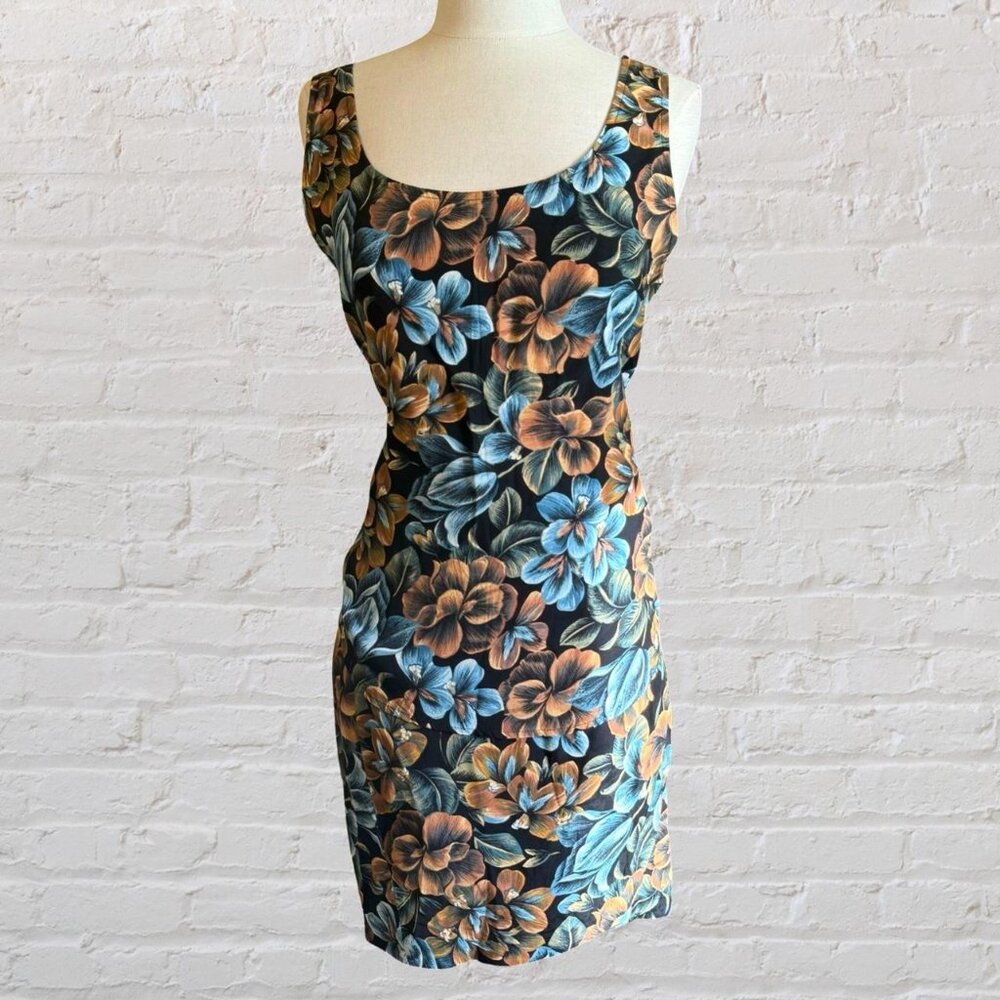 Rampage blue and brown floral vintage tank and wrap skirt set.
